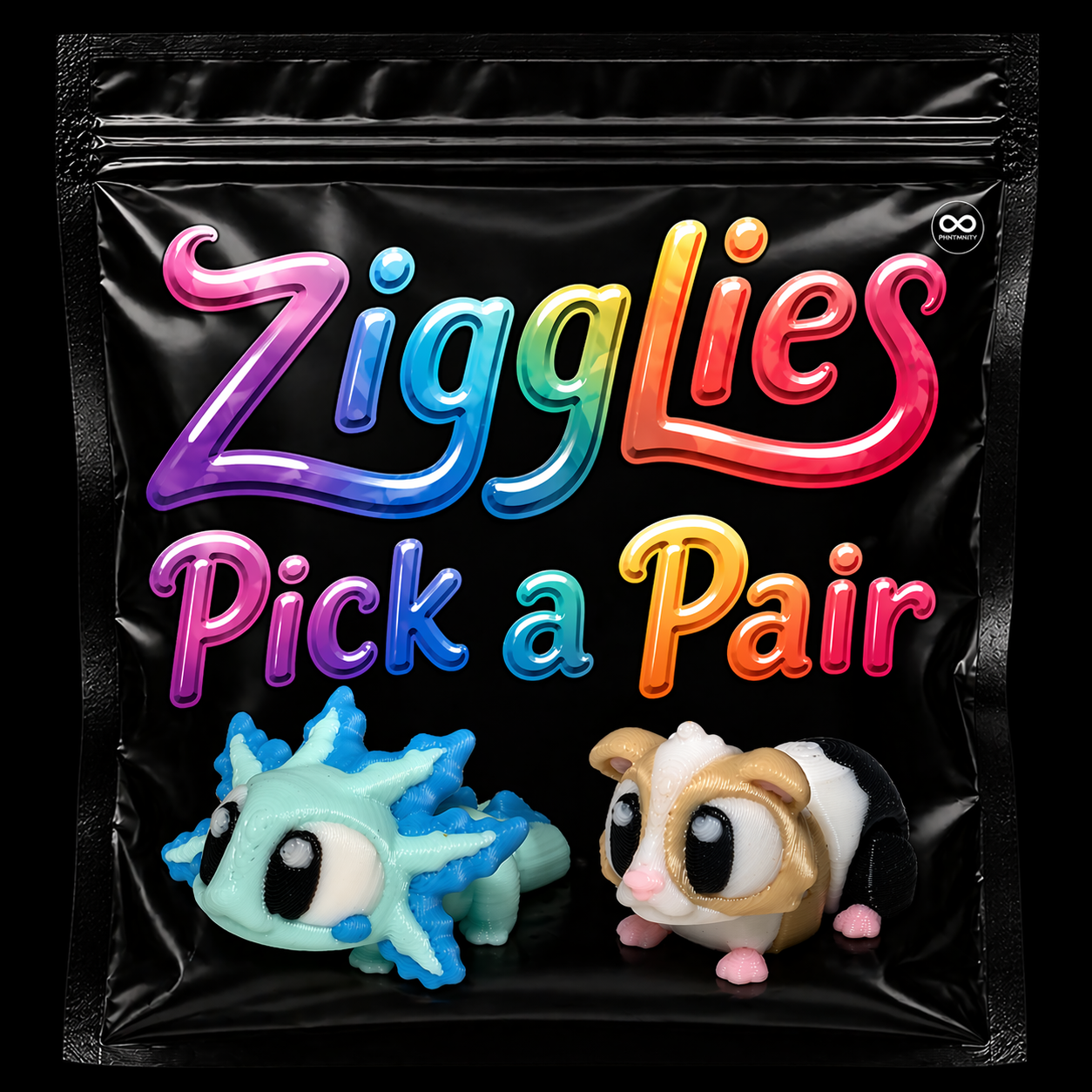 Zigglies Pick A Pair image of a Zigglies bag with two Zigglies